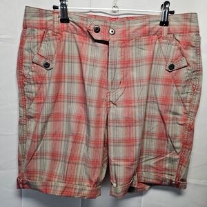 Columbia Pink and Tan Plaid Shorts Sz 10